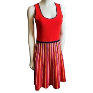 BANANA REPUBLIC Red Knit Sleeveless Dress Fit Flare Racer Back Size XS